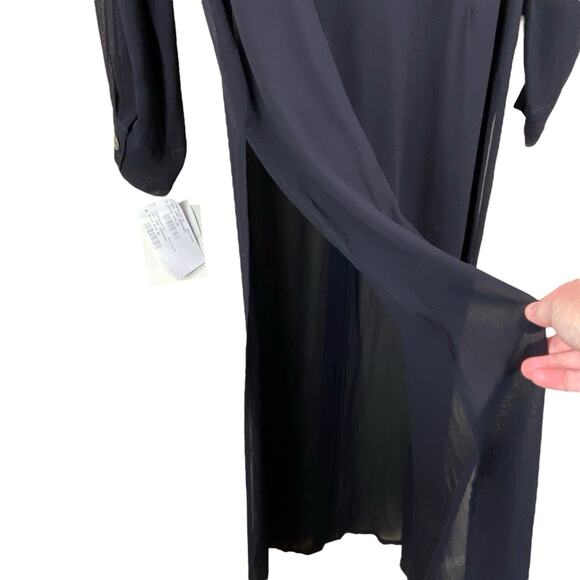 Vintage Benjamin A. Sheer Button Front Duster Size 16 Black Maxi New With Tags - Picture 4 of 7